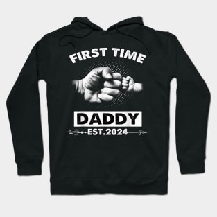 First Time Daddy New Dad Est 2024 Fathers Day Boy Girl Kids Hoodie